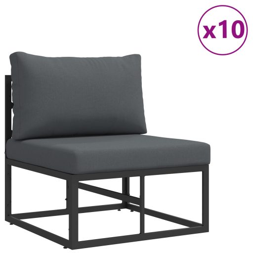 Kerti Kanapé Szett 14 pcs Fekete 70 x 70 x 32 cm Alumínium