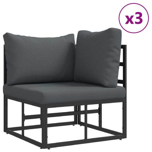 Kerti Kanapé Szett 14 pcs Fekete 70 x 70 x 32 cm Alumínium