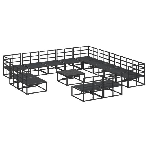 Kerti Kanapé Szett 14 pcs Fekete 70 x 70 x 32 cm Alumínium