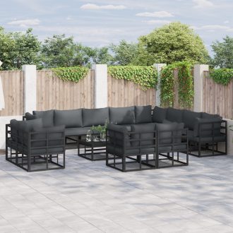 Kerti Kanapé Szett 13 pcs Fekete 70 x 70 x 32 cm Alumínium