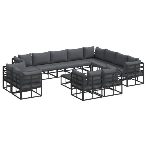 Kerti Kanapé Szett 13 pcs Fekete 70 x 70 x 32 cm Alumínium