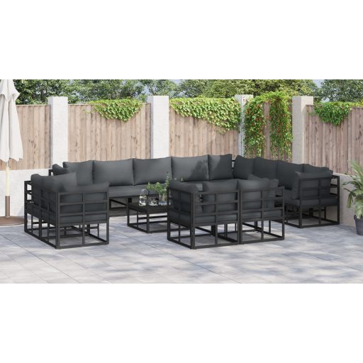 Kerti Kanapé Szett 13 pcs Fekete 70 x 70 x 32 cm Alumínium
