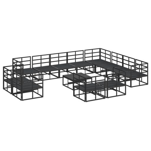 Kerti Kanapé Szett 13 pcs Fekete 70 x 70 x 32 cm Alumínium
