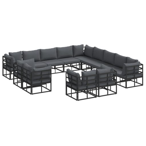Kerti Kanapé Szett 13 pcs Fekete 353 x 353 x 71 cm Alumínium