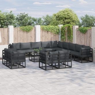 Kerti Kanapé Szett 14 pcs Fekete 70 x 70 x 32 cm Alumínium
