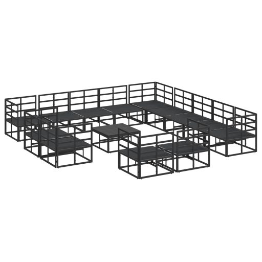 Kerti Kanapé Szett 14 pcs Fekete 70 x 70 x 32 cm Alumínium