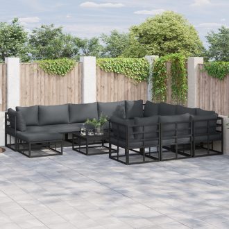 Kerti Kanapé Szett 12 pcs Fekete 71.5 x 71.5 x 71 cm Fém