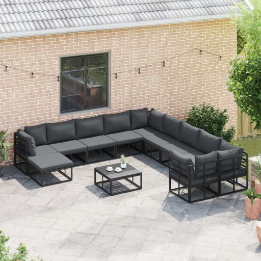 Kerti Kanapé Szett 12 pcs Fekete 71.5 x 71.5 x 71 cm Fém