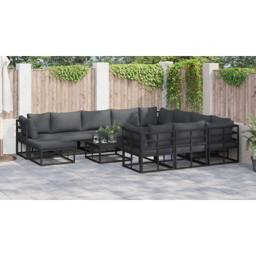 Kerti Kanapé Szett 12 pcs Fekete 71.5 x 71.5 x 71 cm Fém