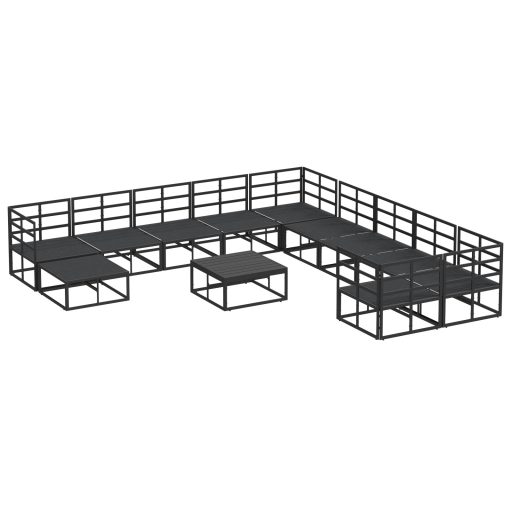 Kerti Kanapé Szett 12 pcs Fekete 71.5 x 71.5 x 71 cm Fém