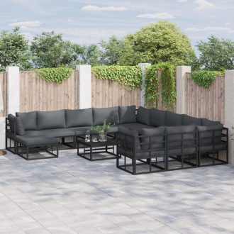   Kerti Kanapé Szett 12 pcs Fekete 71.5 x 71.5 x 71 cm Alumínium