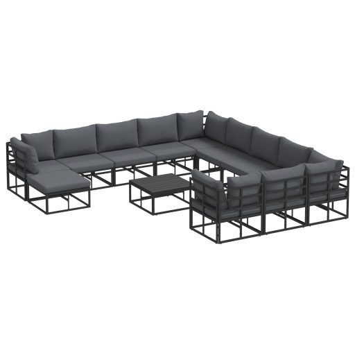 Kerti Kanapé Szett 13 pcs Fekete 70 x 70 x 32 cm Alumínium