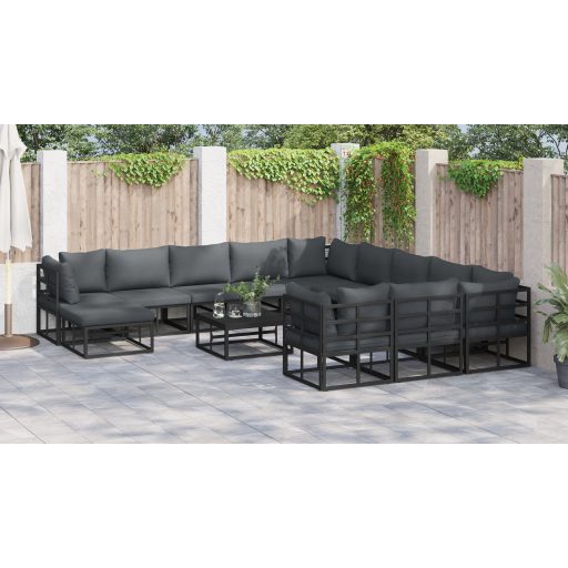 Kerti Kanapé Szett 13 pcs Fekete 70 x 70 x 32 cm Alumínium