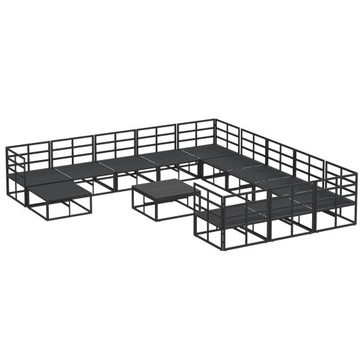 Kerti Kanapé Szett 13 pcs Fekete 70 x 70 x 32 cm Alumínium