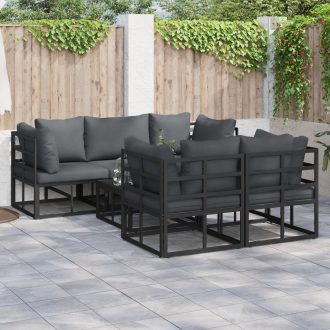 Kerti Kanapé Szett 6 pcs Fekete 70 x 70 x 32 cm Alumínium