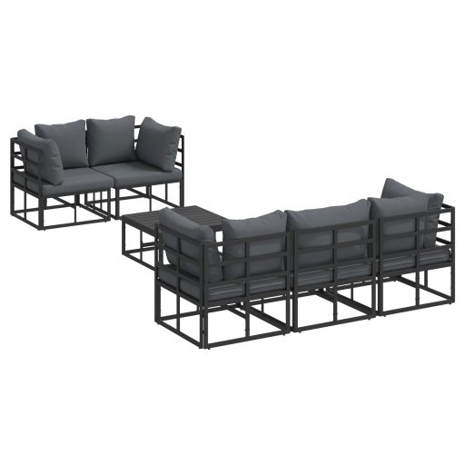 Kerti Kanapé Szett 6 pcs Fekete 70 x 70 x 32 cm Alumínium