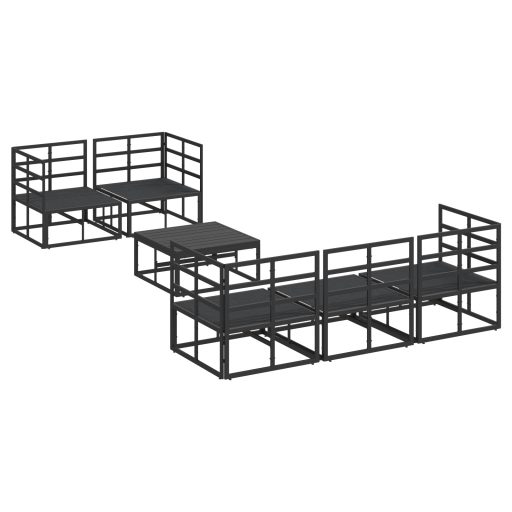 Kerti Kanapé Szett 6 pcs Fekete 70 x 70 x 32 cm Alumínium