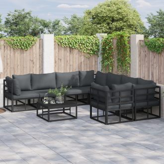 Kerti Kanapé Szett 9 pcs Fekete 70 x 70 x 32 cm Alumínium