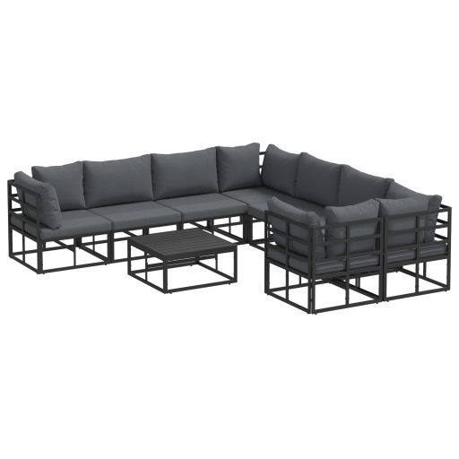 Kerti Kanapé Szett 9 pcs Fekete 70 x 70 x 32 cm Alumínium