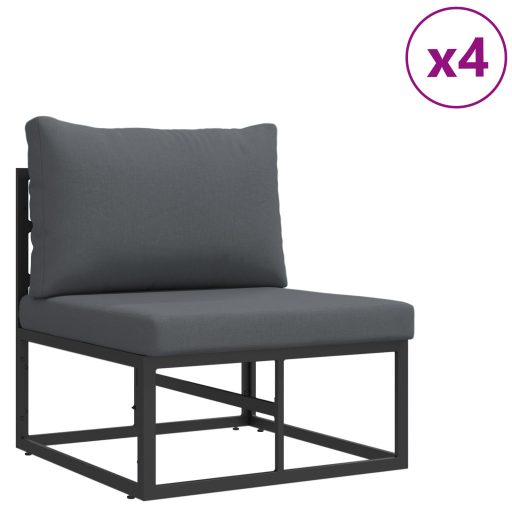 Kerti Kanapé Szett 9 pcs Fekete 70 x 70 x 32 cm Alumínium