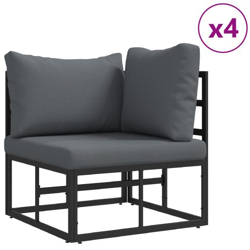 Kerti Kanapé Szett 9 pcs Fekete 70 x 70 x 32 cm Alumínium