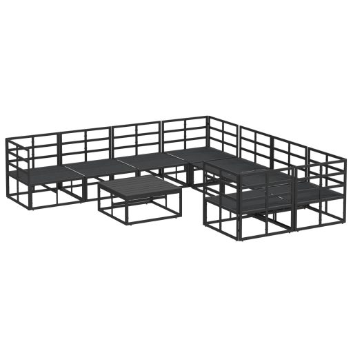 Kerti Kanapé Szett 9 pcs Fekete 70 x 70 x 32 cm Alumínium