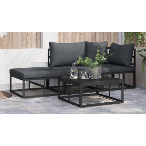 Kerti Kanapé Szett 3 pcs Fekete 211.5 x 71.5 x 71 cm Alumínium