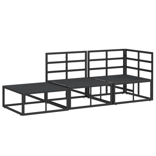 Kerti Kanapé Szett 3 pcs Fekete 211.5 x 71.5 x 71 cm Alumínium