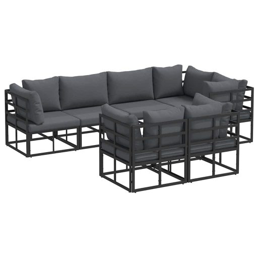 Kerti Kanapé Szett 7 pcs Fekete 283 x 143 x 71 cm Alumínium