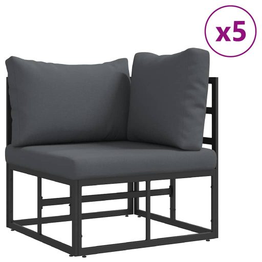 Kerti Kanapé Szett 7 pcs Fekete 283 x 143 x 71 cm Alumínium