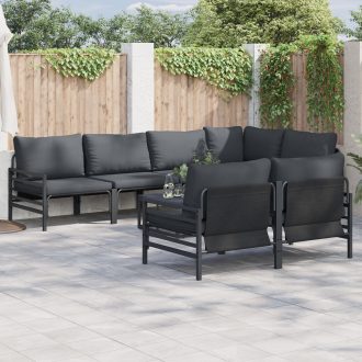 Kerti Kanapé Szett 7 pcs Antracitszürke 320 x 160 x 71 cm