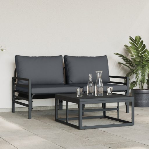 Kerti Kanapé Szett 3 pcs Antracitszürke Acél
