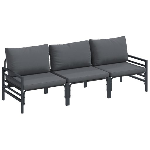 Kerti Kanapé Szett 3 pcs Antracitszürke Acél