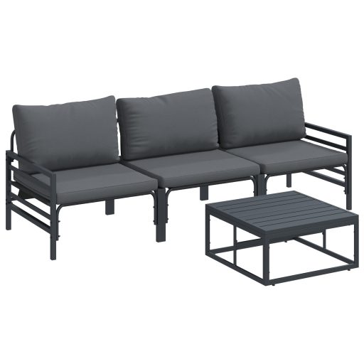 Kerti Kanapé Szett 4 pcs Antracitszürke Acél