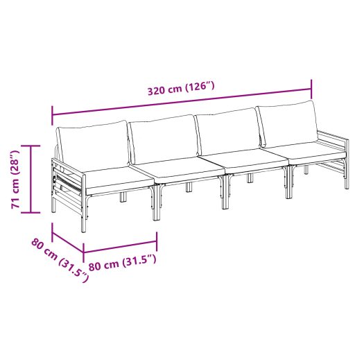 Kerti Kanapé Szett 4 pcs Antracit Acél