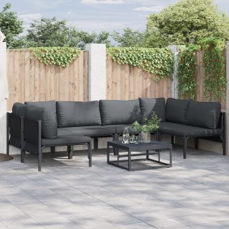 Kerti Kanapé Szett 7 pcs Antracitszürke Acél