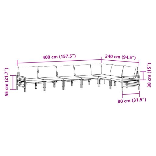 Kerti Kanapé Szett 7 pcs Antracitszürke Acél