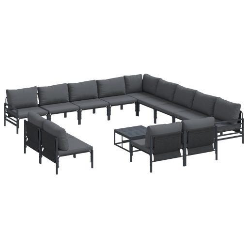 Kerti Kanapé Szett 14 pcs Antracitszürke Acél