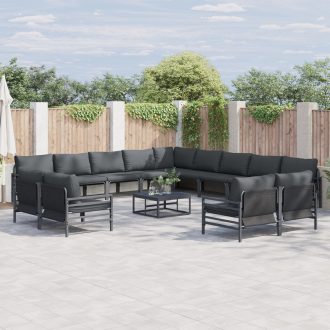 Kerti Kanapé Szett 14 pcs Antracitszürke Acél