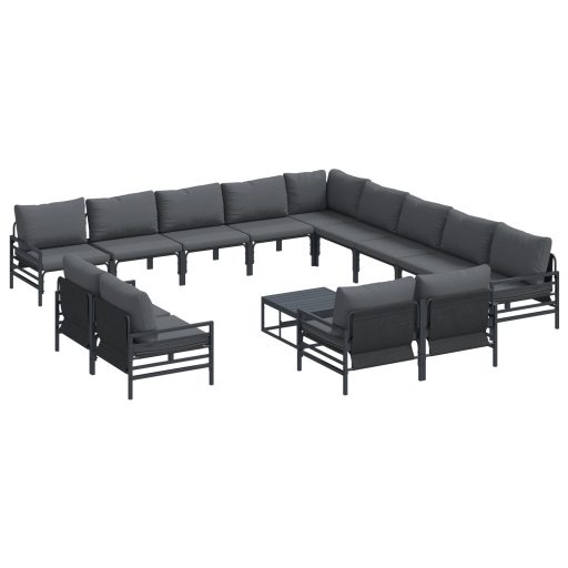 Kerti Kanapé Szett 14 pcs Antracitszürke Acél