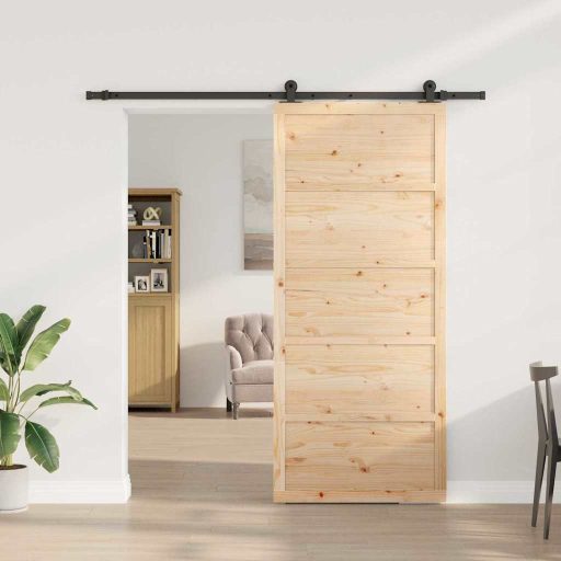 Csúszó ajtó Barna 80 x 208 cm Tömör fenyőfa