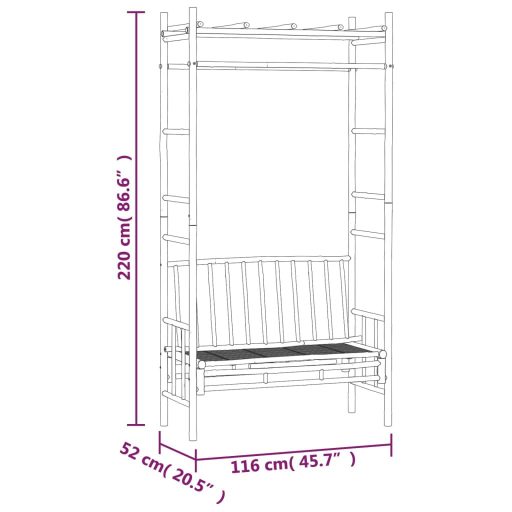 Bambusz kerti pad pergolával 116 cm