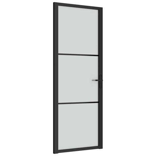 Fekete matt üveg és alumínium beltéri ajtó 76 x 201,5 cm