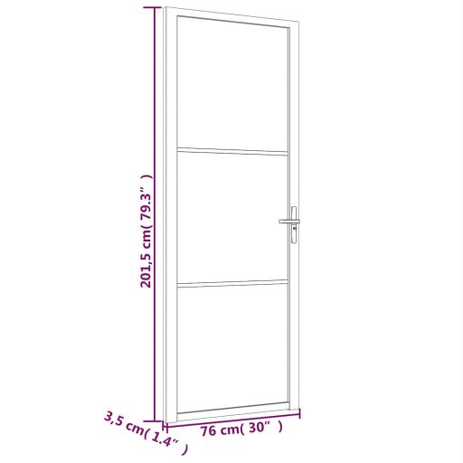 Fehér ESG üveg és alumínium beltéri ajtó 76 x 201,5 cm