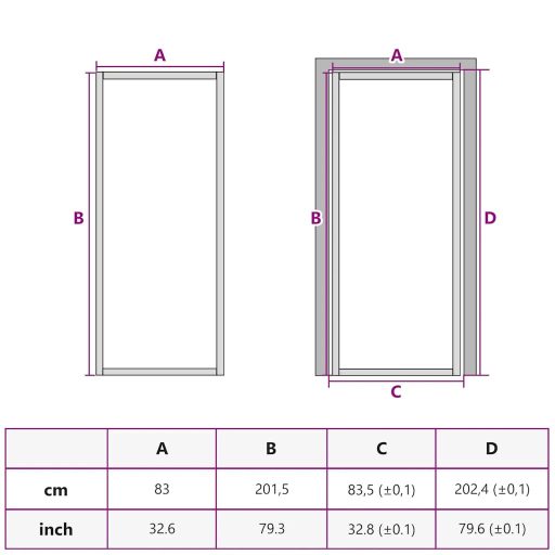 Fehér ESG üveg és alumínium beltéri ajtó 83 x 201,5 cm