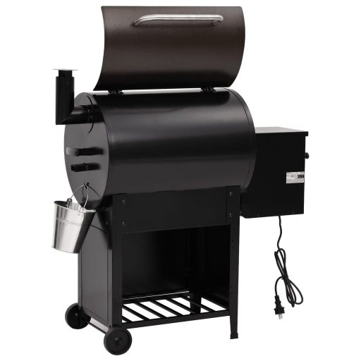 Fekete vas pellet grillsütő kéménnyel 104 cm