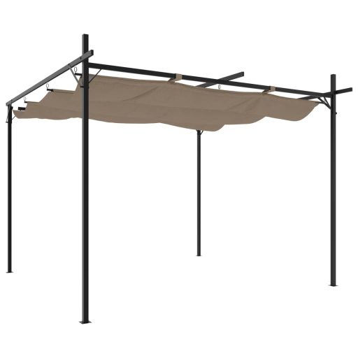 Tópszínű pergola behúzható tetővel 295 x 292 x 230 cm