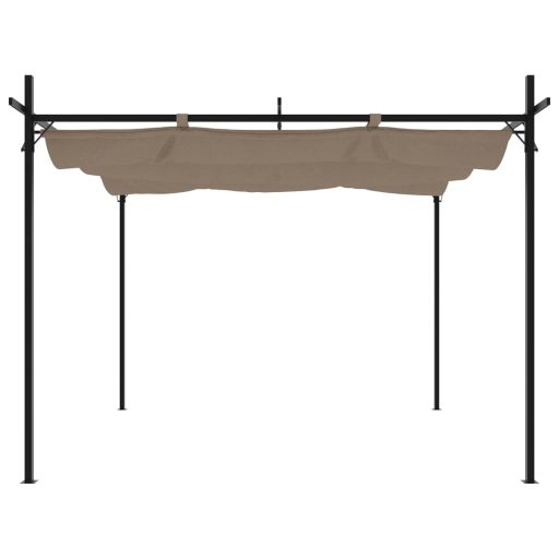 Tópszínű pergola behúzható tetővel 295 x 292 x 230 cm