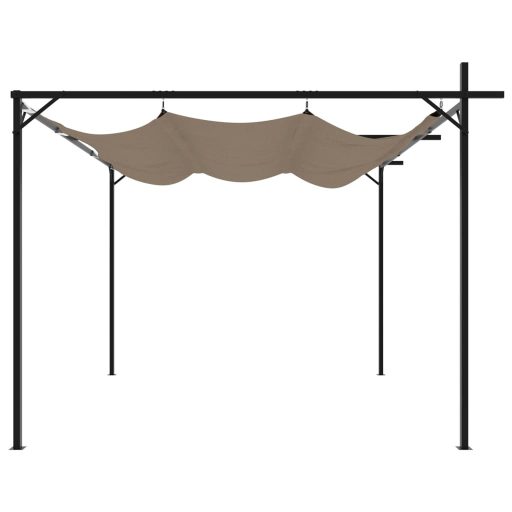 Tópszínű pergola behúzható tetővel 295 x 292 x 230 cm