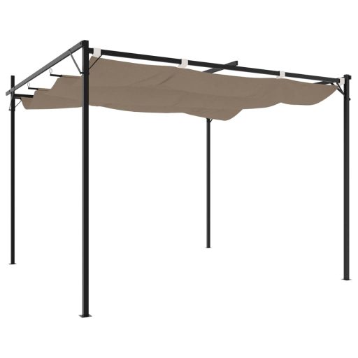 Tópszínű pergola behúzható tetővel 295 x 292 x 230 cm